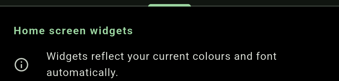 A note at the top of Chimely's Widgets tab reading that widgets reflect your current colours and font automatically.